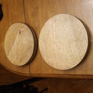 TWO Wooden circular trivets